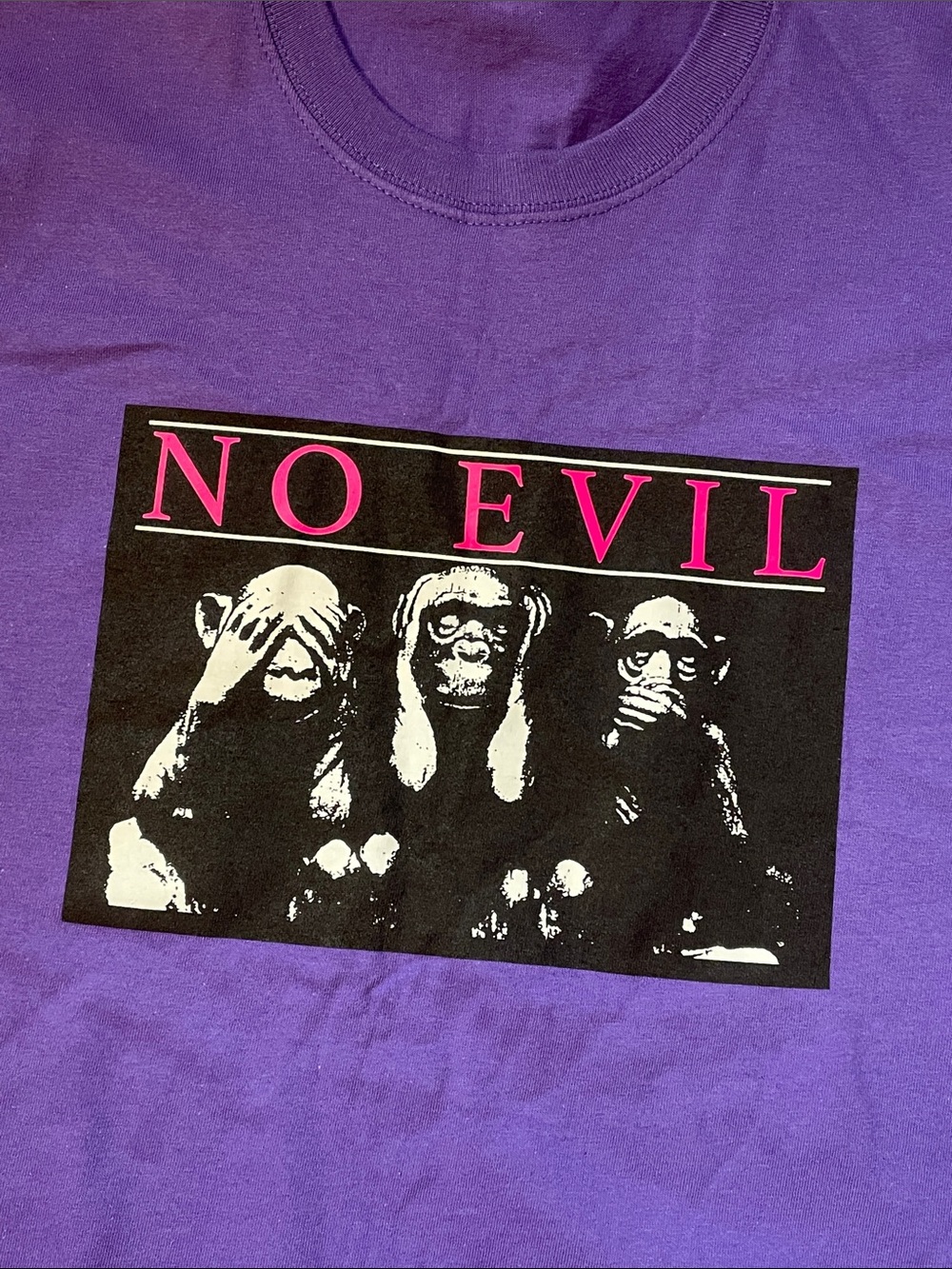 Mens Noah NYC No Evil Ape Logo Purple Streetwear Skater Graphic T-Shirt